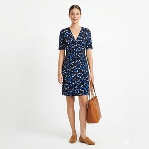 JONES NEW YORK SIGNATURE FLORAL DRESS COBALT BLUE SHEATH SIZE M